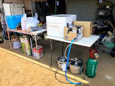田植えで生ビール