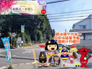 お盆明けの野田市のお天気情報を読む野田市ゆるキャラ