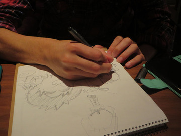 似顔絵制作中