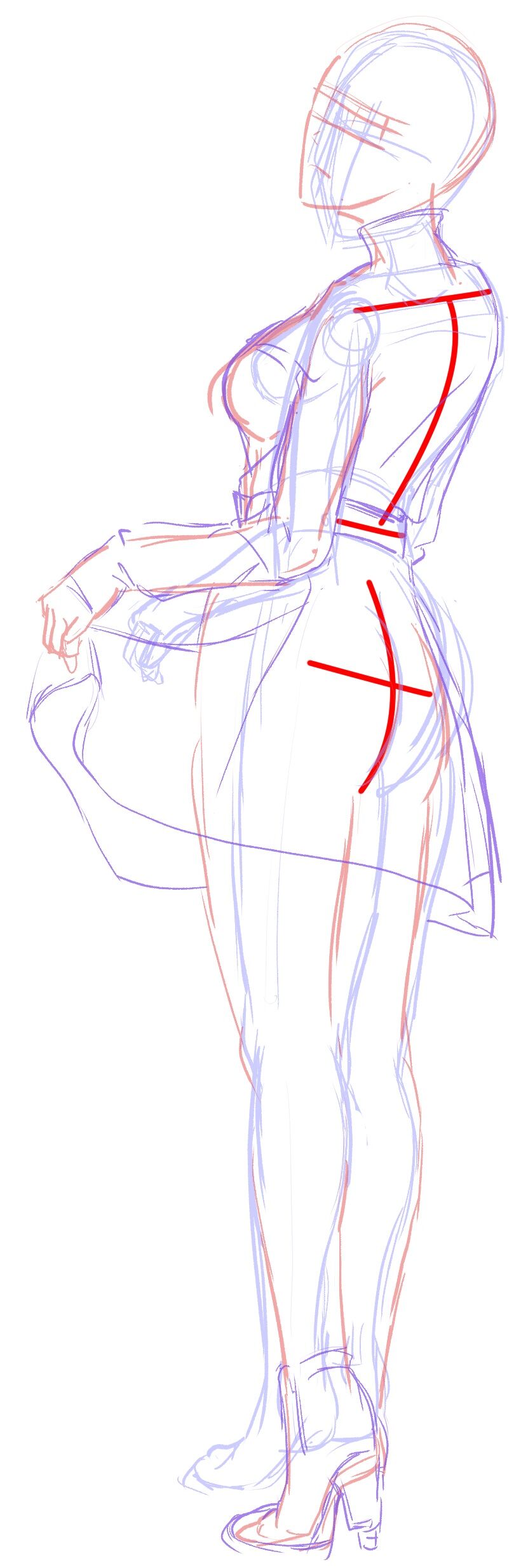 イラスト練習 10 斜め後ろ姿 ウサコッツ パパのお絵描き修行