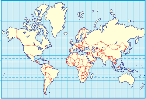 実際の面積に合わせて修正された世界地図　-ヨーロッパは意外に小さい-