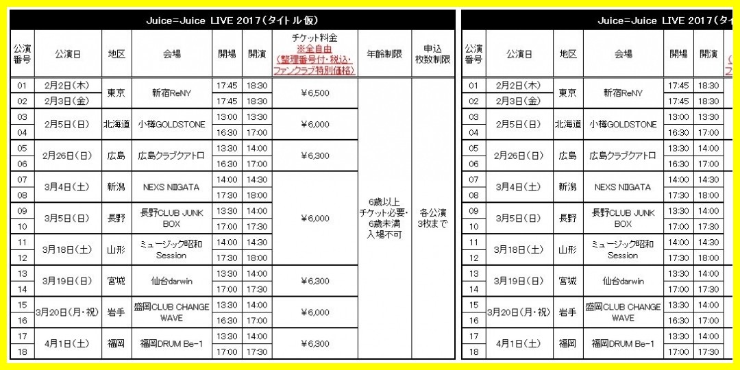 【公式】「Juice=Juice LIVE 2017（タイトル仮）」FC先行受付のお知らせ