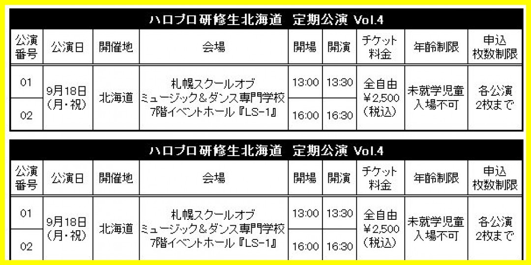 【公式】「ハロプロ研修生北海道　定期公演 Vol.4」FC先行受付のお知らせ