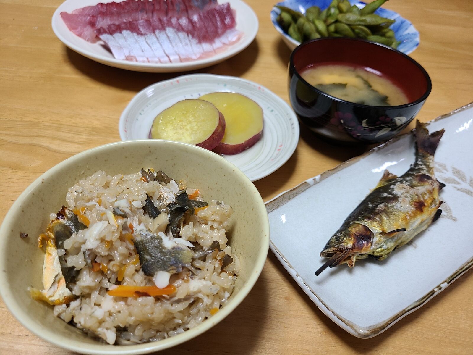 鮎の炊き込みご飯 枝豆収穫 釣りキチ三子の釣れづれ日記