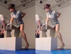 ◆【動画あり】堀江聖夏アナ、チャイナドレスで白パンツ丸見えになるハプニングｗｗｗ