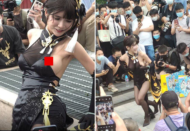 ◆【動画あり】巨乳コスプレイヤーが乳首ポロリに気づいた時の反応、エロすぎるwwwwww 変態の宴Ⅱ
