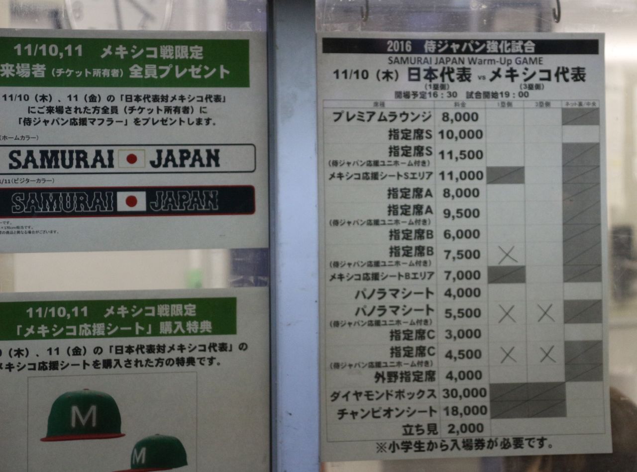 16 11月10日の日本代表対メキシコ代表 侍ジャパン強化試合 1回戦 東京ドーム スコアシートを持って