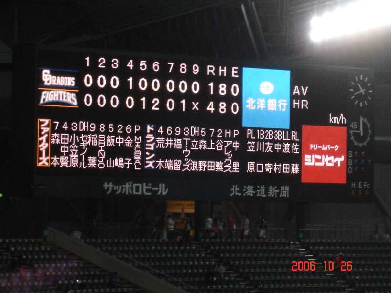 2006年 日本シリーズ・公式球・札幌ドーム・プロ野球 落合博満さん、2006年日本シリーズについて言及する「北海道行っ