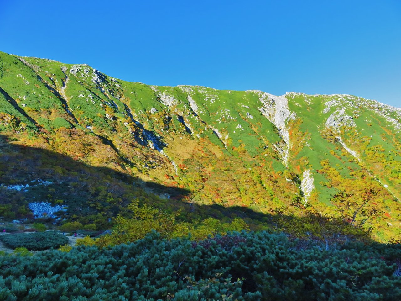 彦左の正眼 木曽駒ケ岳 千畳敷カールの紅葉は信州の高い青空に映える