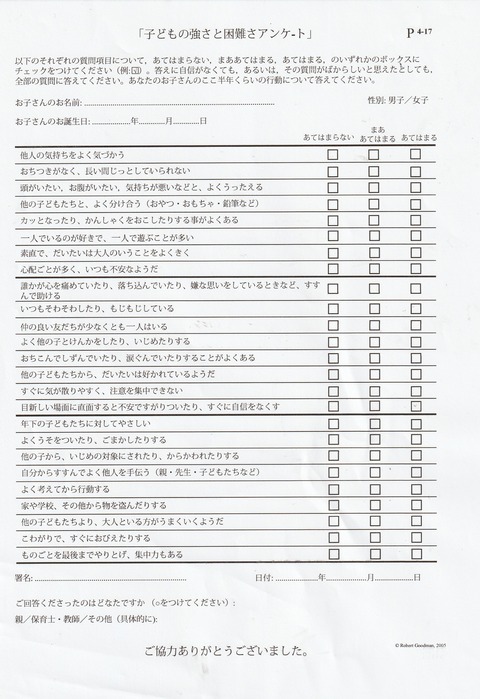 子どもの強さと困難さアンケート