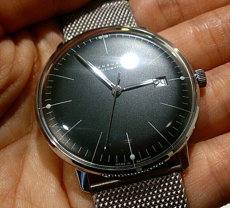 ユンハンス マックスビル 腕時計 自動巻き 黒 超美品 Junghans ユンハンス マックスビル バイユンハンス 腕時計 max