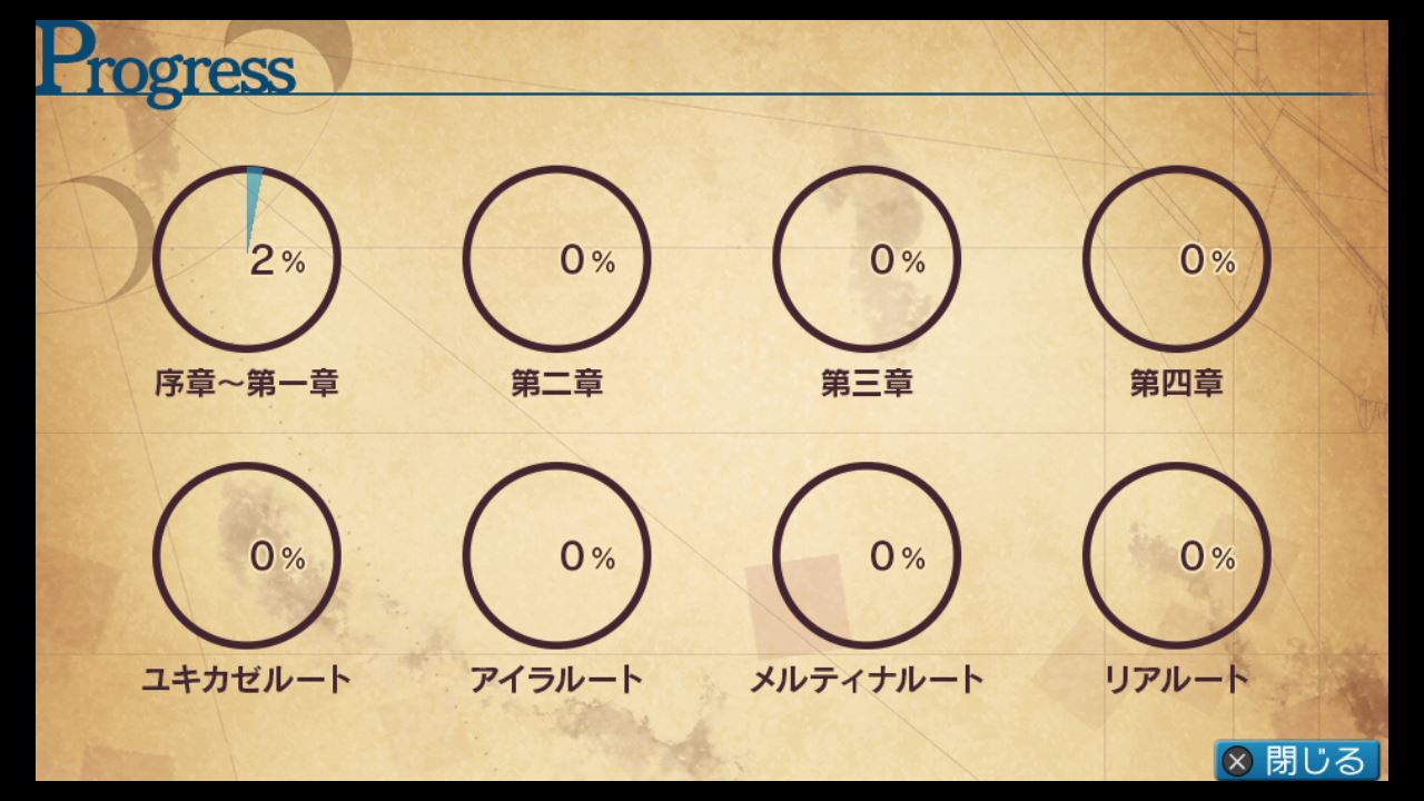 果つることなき未来ヨリ-01(初プレイ～3章途中まで) : クリア状況確認