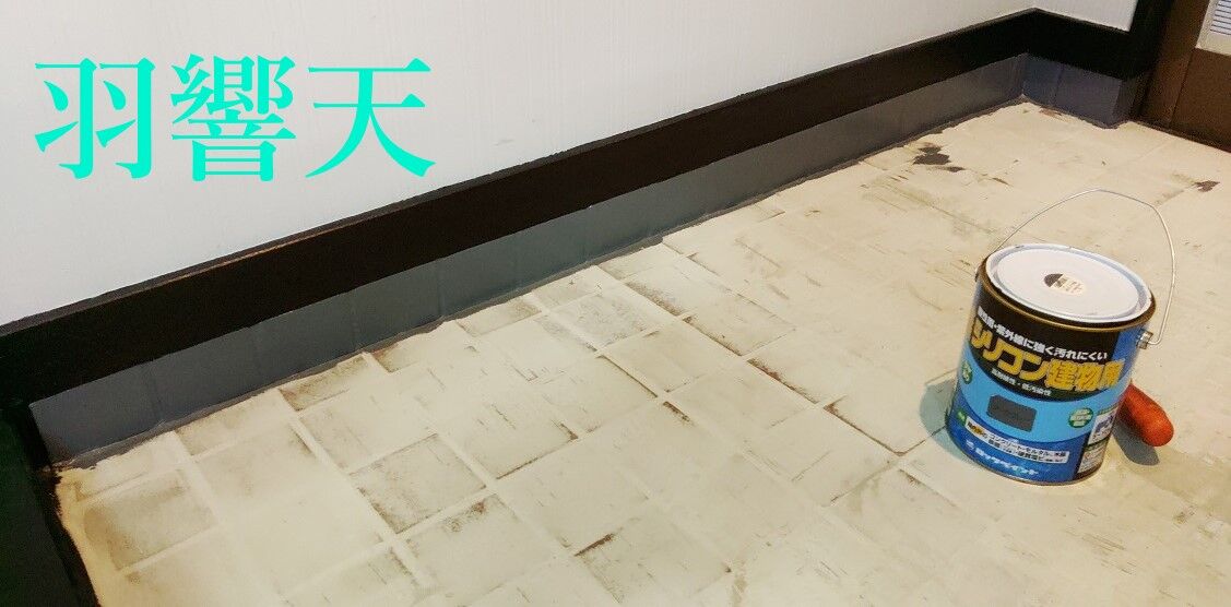 玄関のフロアタイル施工 側面のタイルを塗装 水性シリコン建物用 ダークグレー Diy その フィッシング羽響天