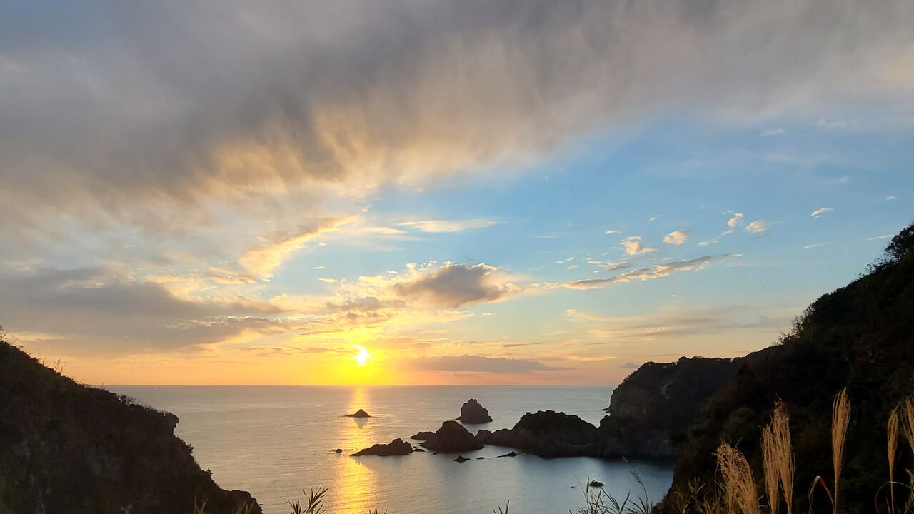 日の出と夕日と両方見られる南伊豆 菜の花が咲き始めています ひなたぼっこ 伊豆だより 日の出と夕日と両方見られる南伊豆 菜の花が咲き始めています ひなたぼっこ 伊豆だより