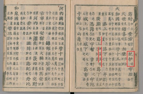 和名抄　紀伊郡・葛上郡