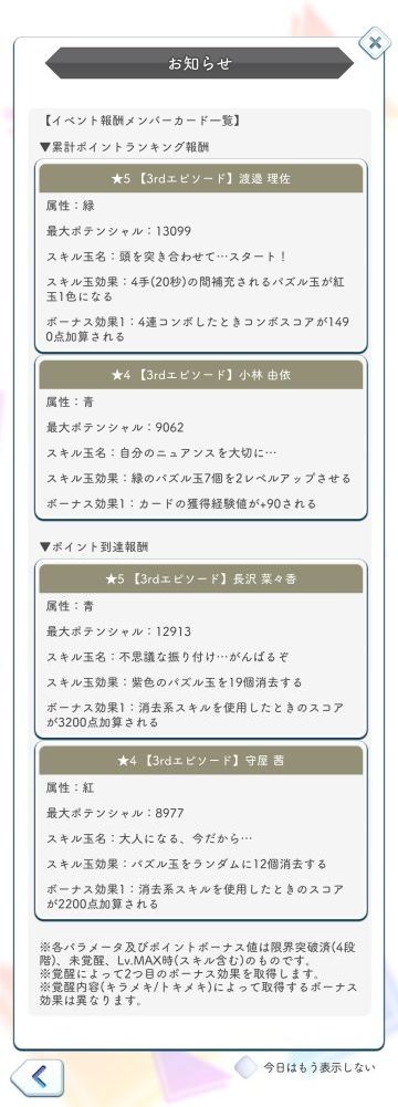 3rd cw 報酬カード