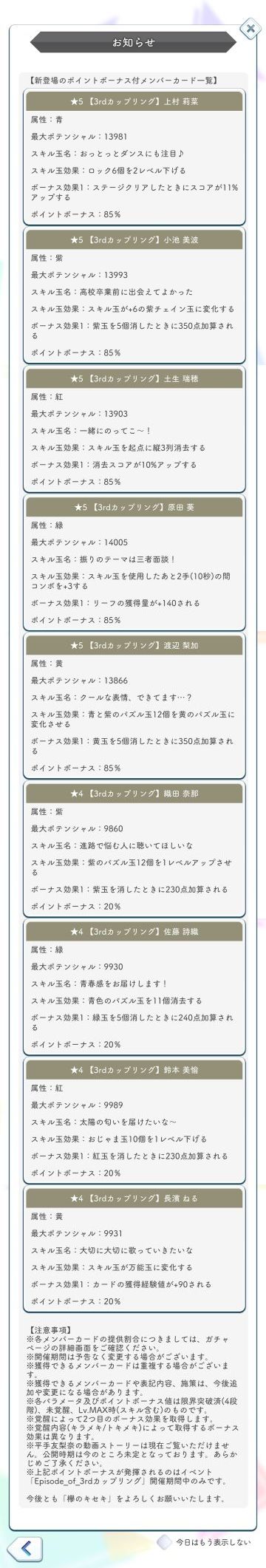 3rd cw ガチャ
