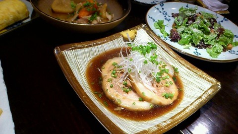 チャーシューと肉じゃがとだし巻き