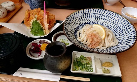 鶏天ぶっかけうどん+季節の炊き込みご飯