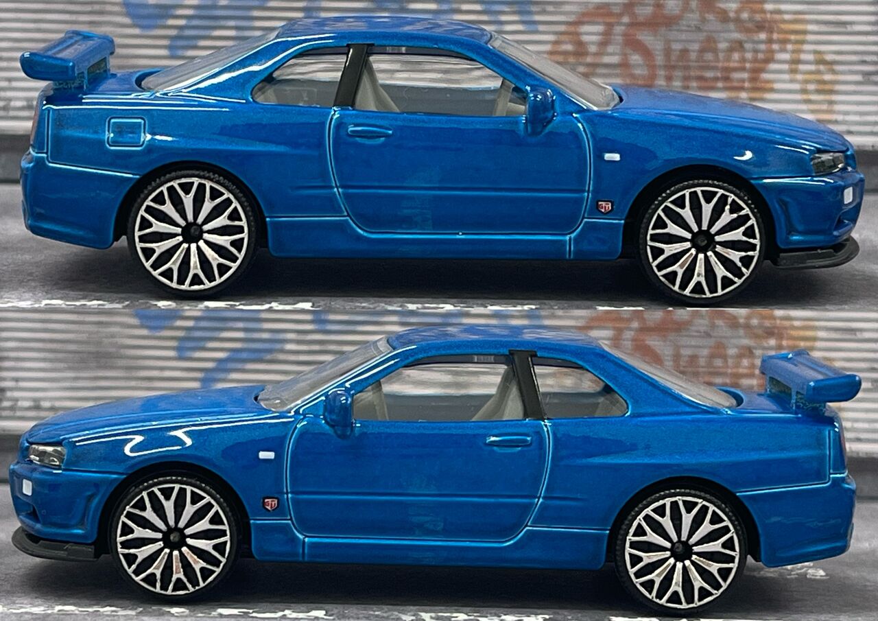 トミカ改造 日産 R34 GTR ボンネット開閉青マジョレット ホット
