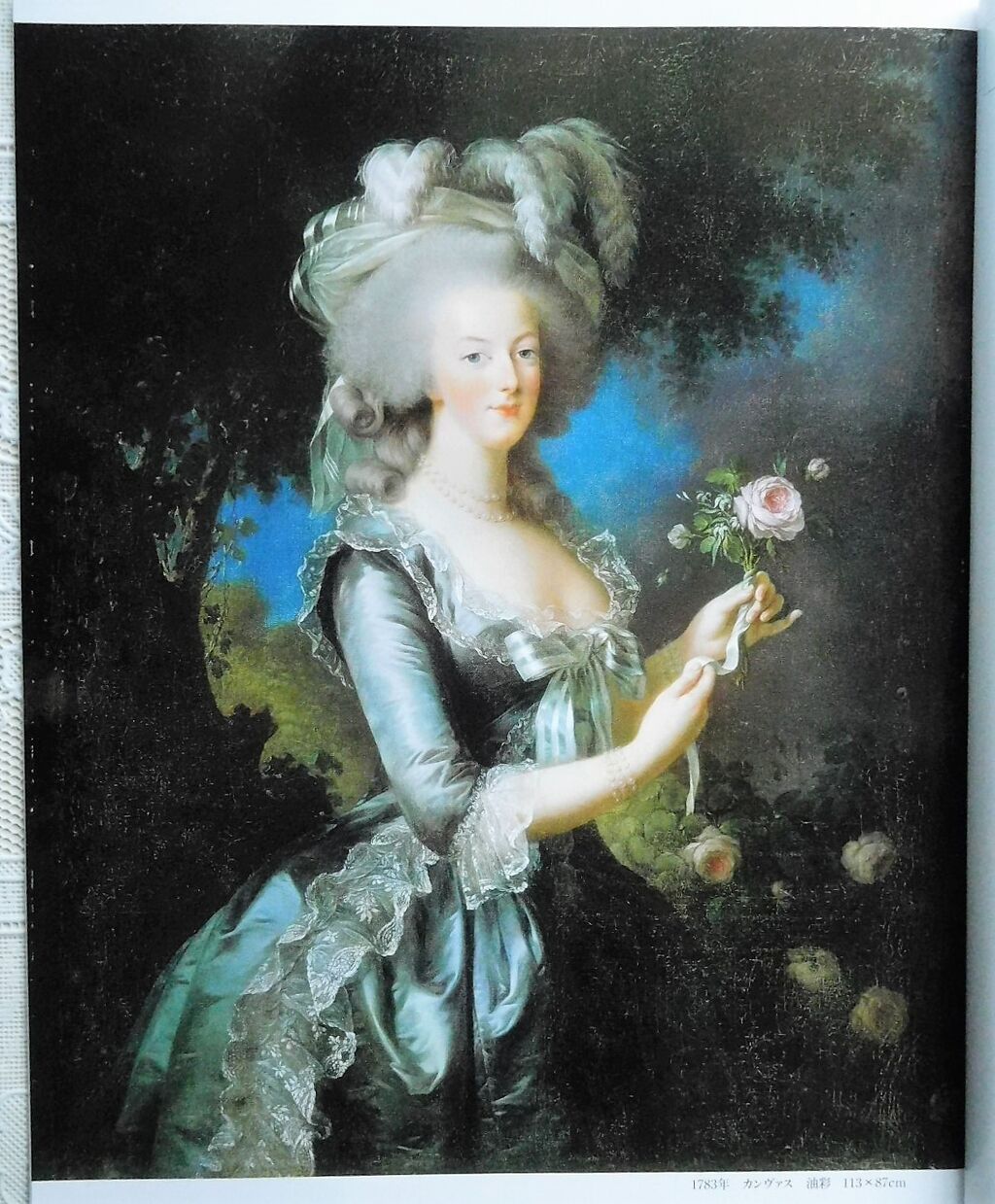バラを持つマリー アントワネット ヴェルサイユ宮殿とアメリカ サロン マリー アントワネット