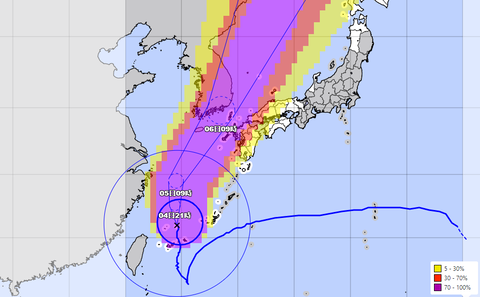 気象庁台風11号暴風圏に入る確率20220904_1