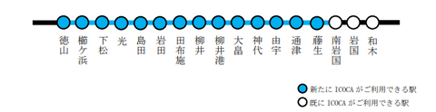 ICOCA利用区間徳山駅-藤生駅