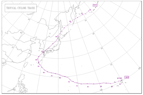 平成16年（2004年）台風18号経路図