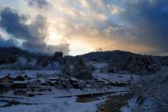 雪の夕景