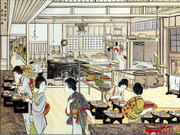 食道楽春の巻口絵（大隈伯爵家の台所）