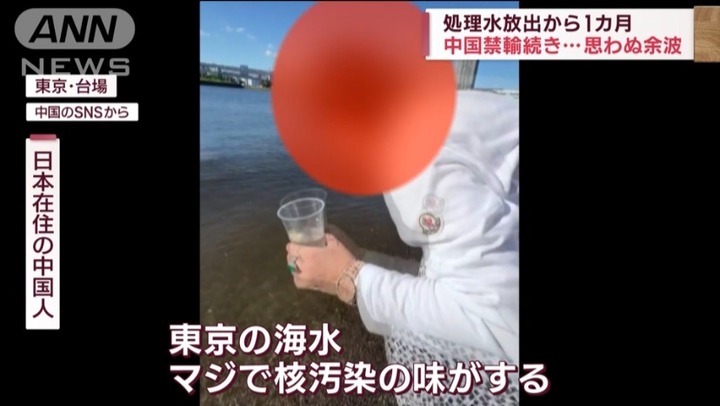 【悲報】在日中国人、東京湾の海水を直で飲み悶絶「核排水の味がする」