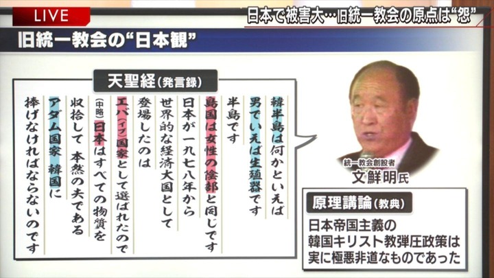 【速報】統一教会「日本はマ○コ」