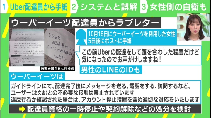 悲報】ウーバーイーツ配達員がラブレターを渡して炎上 → 本部から配達 
