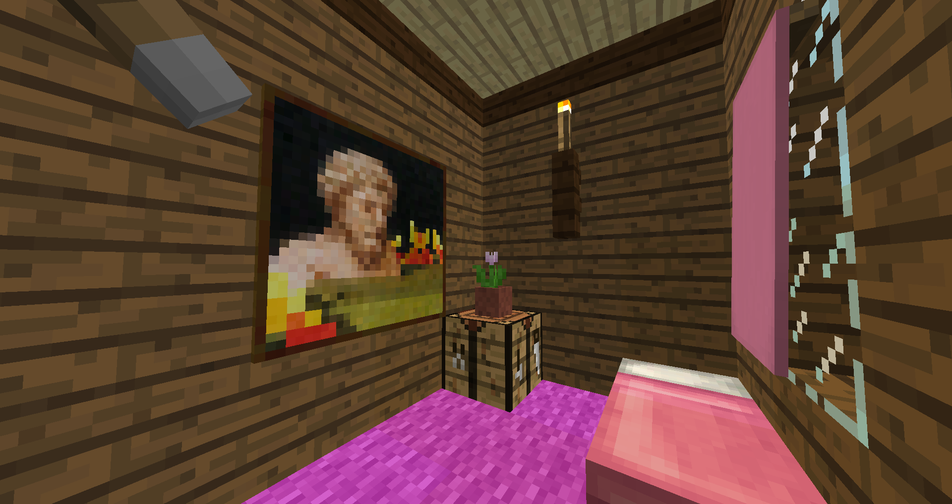 拠点村に拠点を建築するpart6 内装紹介 ベッドの作り方 1 12 ひもの まいくらいふ