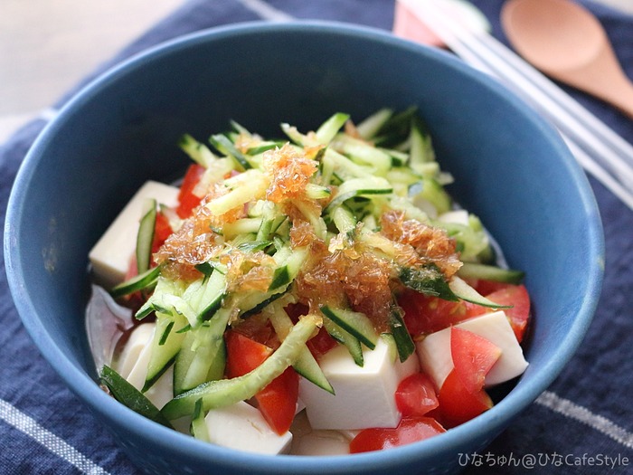 夏野菜の豆腐サラダ+米油ドレッシング