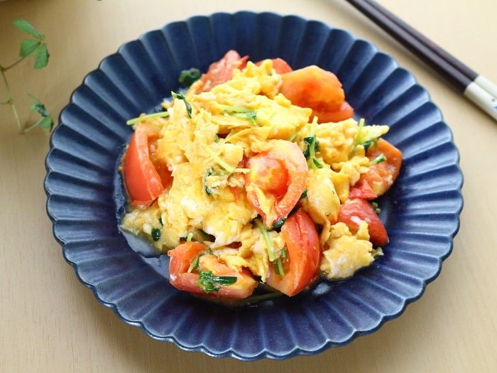 トマたまふんわり炒め（コンソメ風味）☆ご飯が進むの間違いなし♪