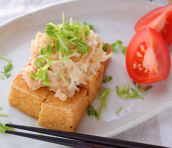 大根＆玉ねぎとツナの厚揚げ焼き☆厚揚げ焼きトッピング