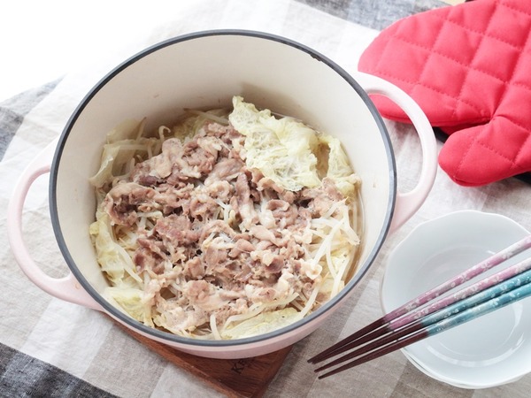 白菜と豚こま肉の無水調理・横真俯瞰_1000