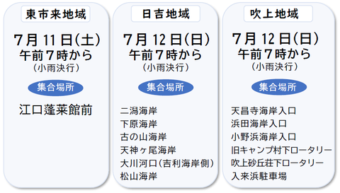 吹上浜クリーン作戦予定表