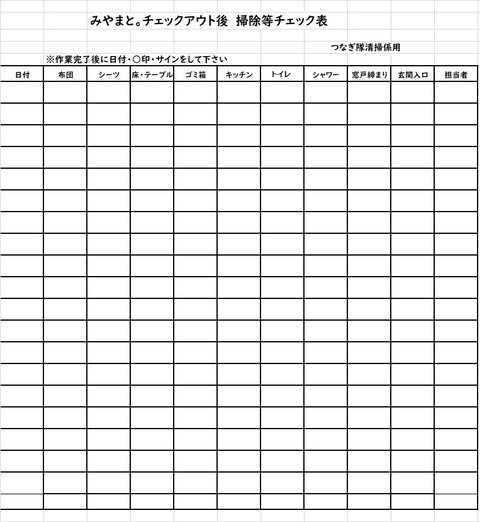 掃除チェック表