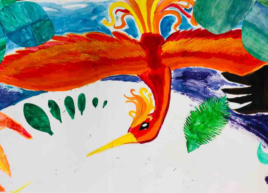 11/3 焼津分校芸術講師 巨大絵画と書道のコラボレーション書道