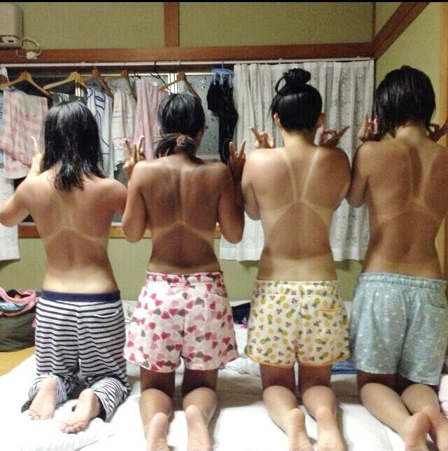 コスチューム別ヒップライン 日焼け跡 素敵な風景