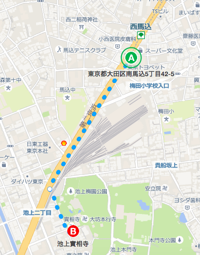 西馬込駅南口から實相寺 地図