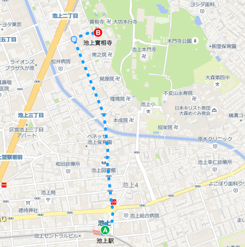 池上駅北口から實相寺 地図