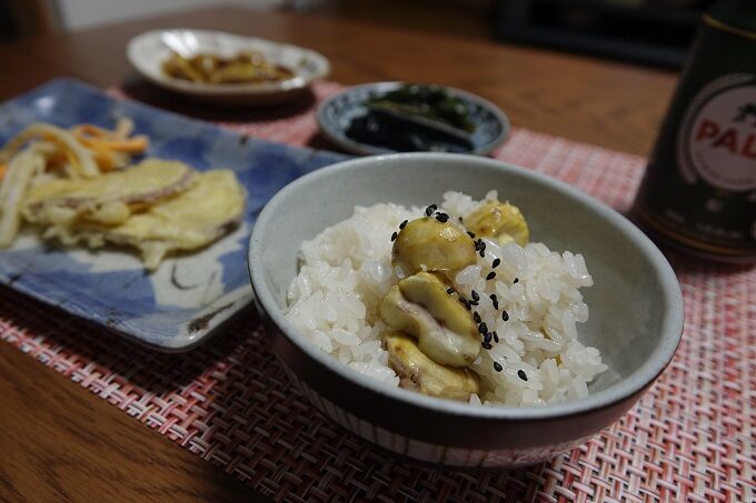 栗ご飯にサツマイモ天ぷらとビールじゃね Hirobouの田舎暮らし