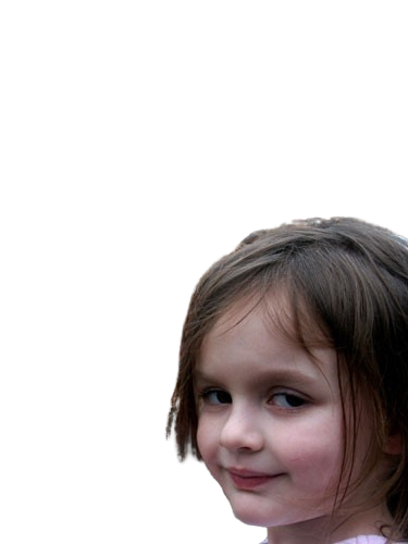 火事場で振り返る少女