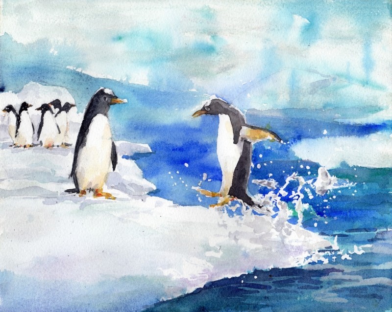 ペンギン : 夢色彩々―水彩画、スケッチ帳
