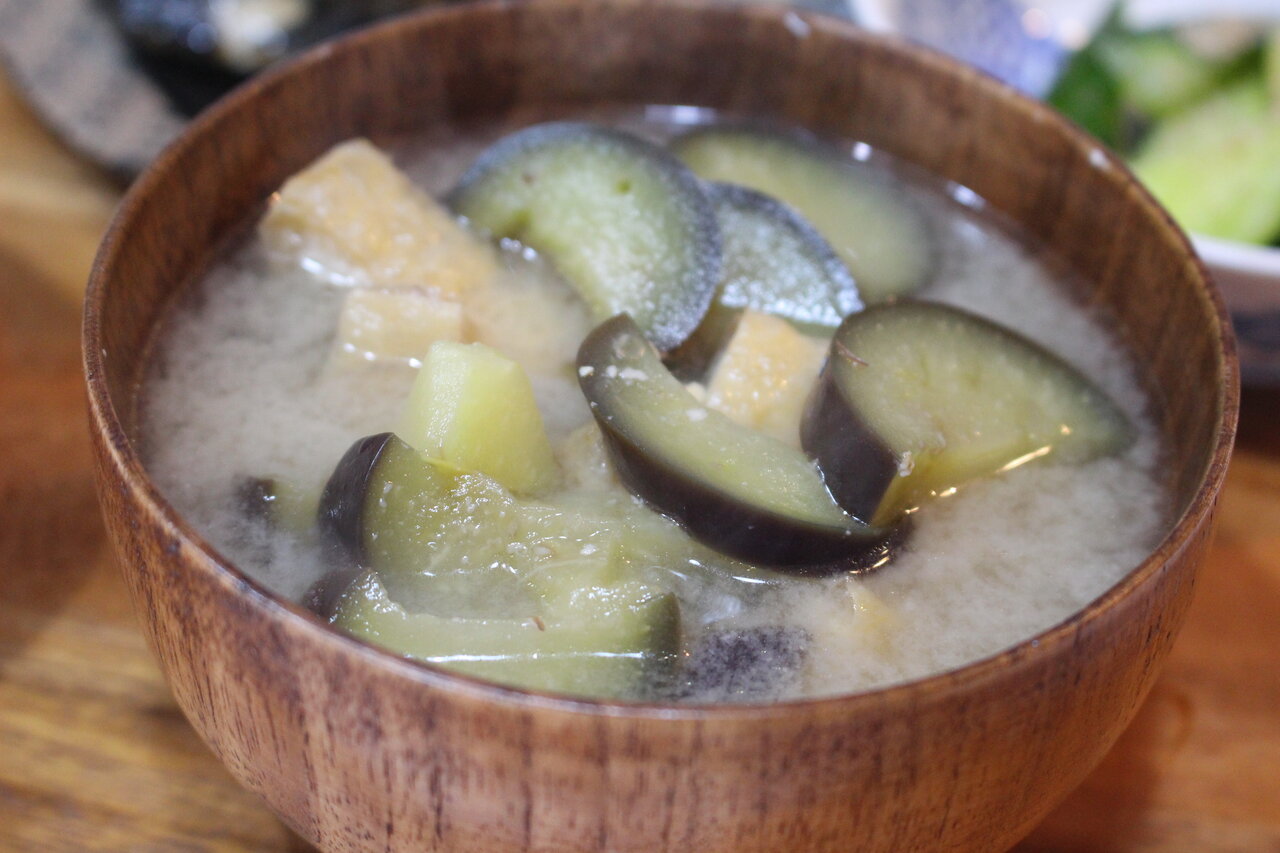 365日汁物レシピno 149 なすと油揚げの味噌汁 かごっまおごじょ 西ひろみ のお気楽日記