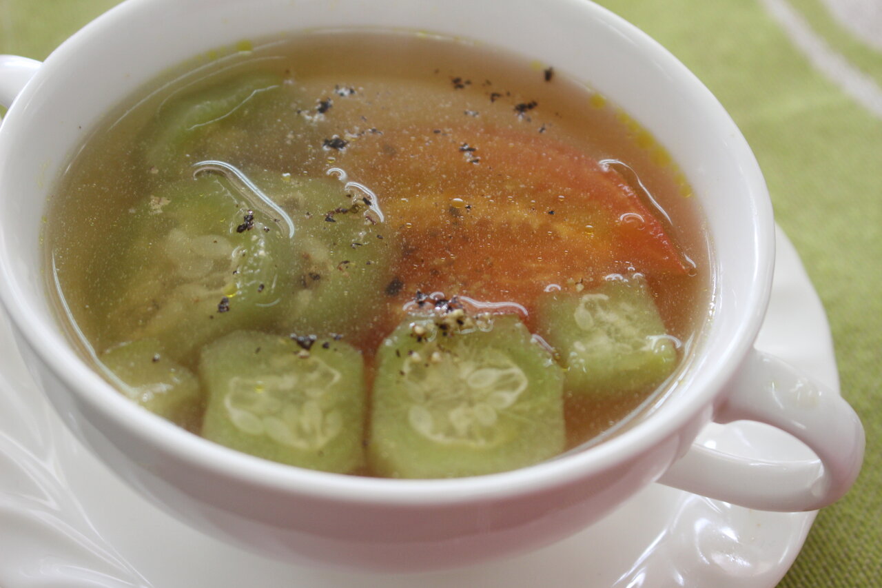 365日汁物レシピｎo 176 へちまとトマトのスープ かごっまおごじょ 西ひろみ のお気楽日記