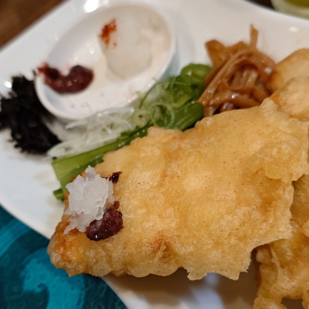 Noodle Dishes 粋蓮華【温かしわ天NOODLE醤油＋温玉キーマカレー